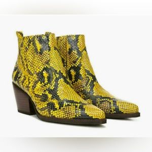 Sam Edelman Winona Snakeskin Leather Booties in Yellow - Size 6.5